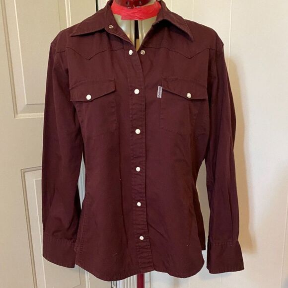 Carhartt 100% Cotton Button Down Pearl Snap Shirt Women Size L - Picture 1 of 8